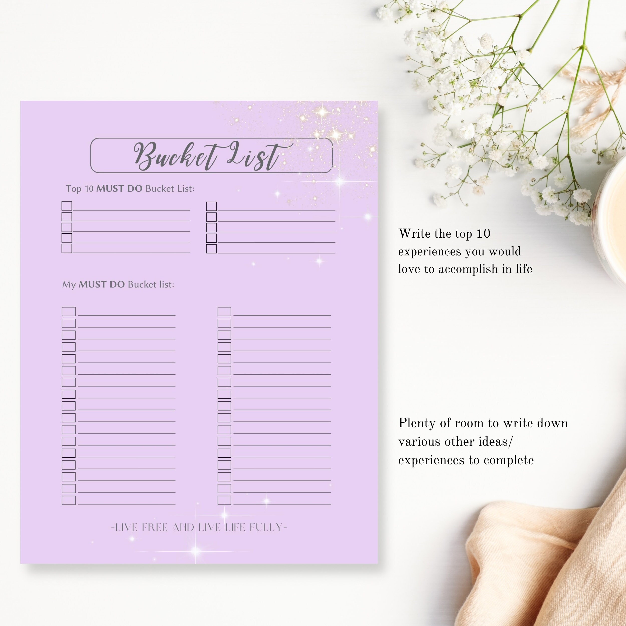 Bucket List Printable, Bucket List Tracker, to Do List, Life Goal ...