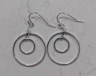 Silver Double Circle Earrings