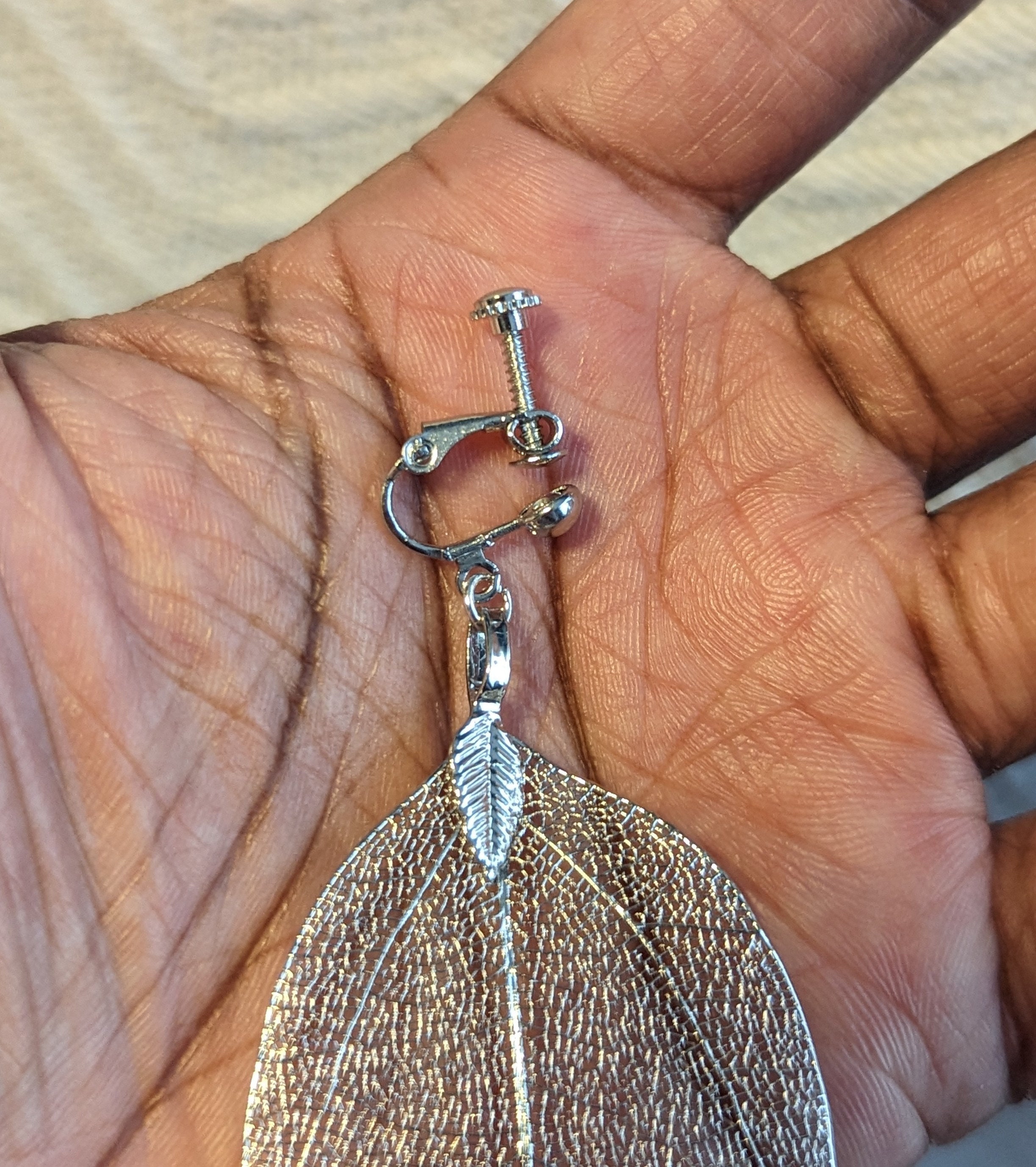 健康アクセサリー neutral jewelry Silver Lace Leaf Earrings (nickel Free Metal or Titanium