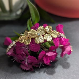 Adjustable Flower Cubic Zirconia Gold Plated Bracelet