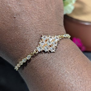 Adjustable Geometric Cubic Zirconia Gold Plated Bracelets (Multiple Options)