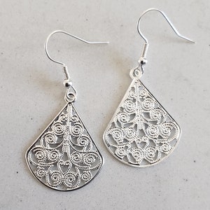 Silver Filigree Fan Earrings