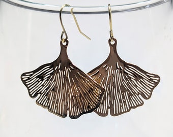 Golden Ginkgo Leaf Earrings