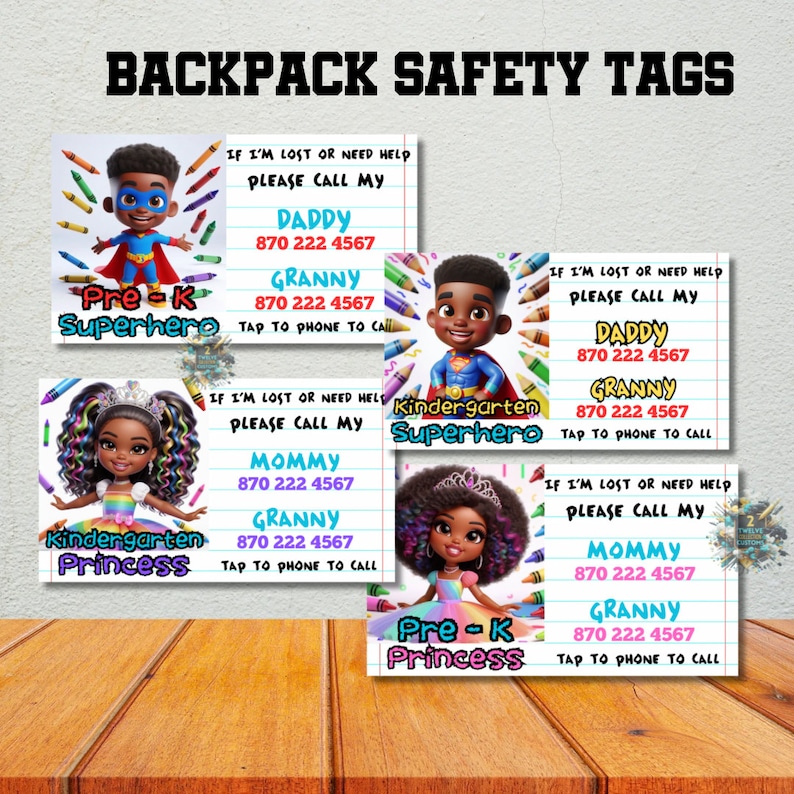 Personalized Backpack Safetytag for Kids Custom NFC Emergency Contact ...
