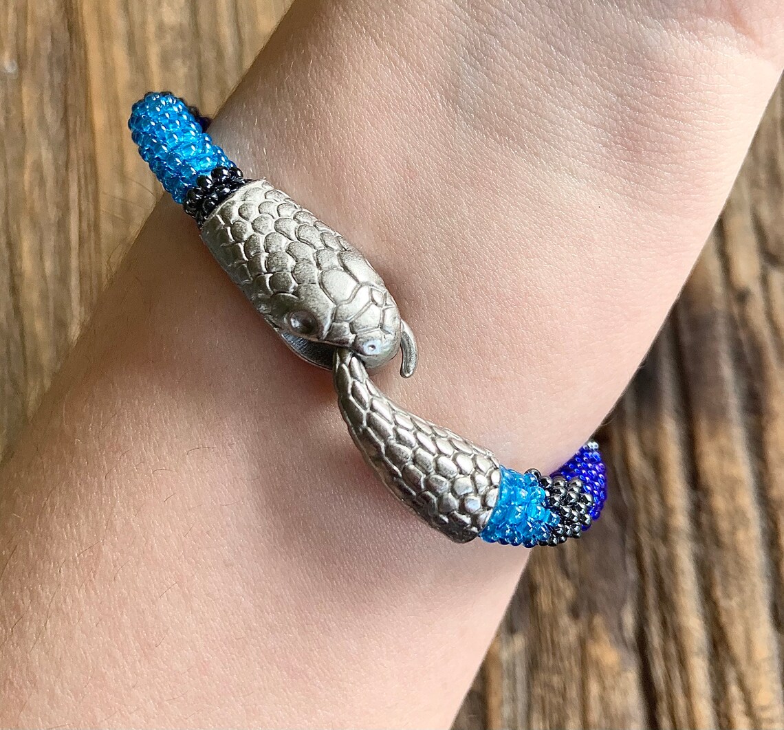 Snake Bracelet Blue Snake Bracelet Animal Jewelry Gifts for Etsy