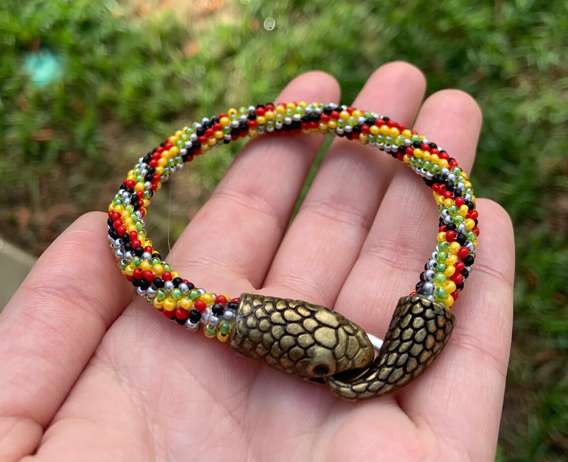 Snake Bracelet Beaded Snake Bracelet Snake Jewelry Edgy Etsy