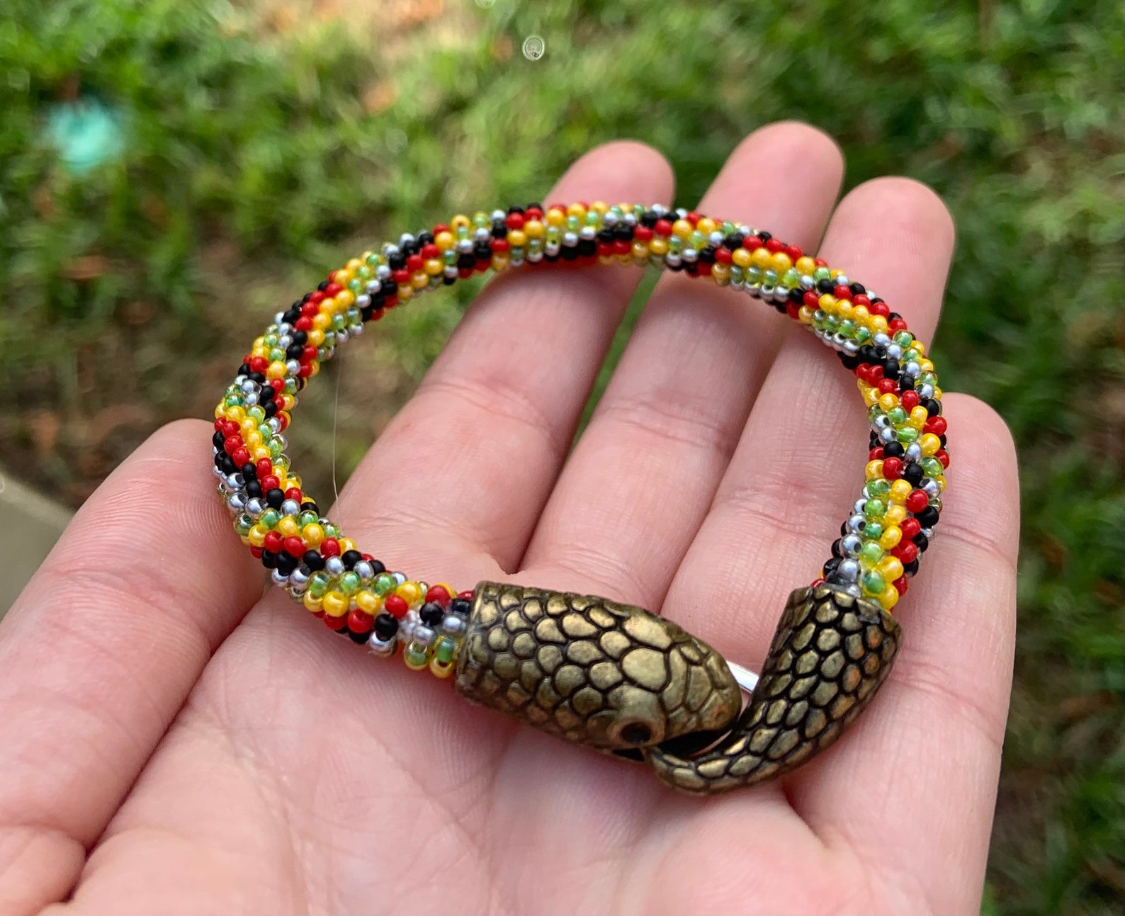 Snake Bracelet Beaded Snake Bracelet Snake Jewelry Edgy Etsy