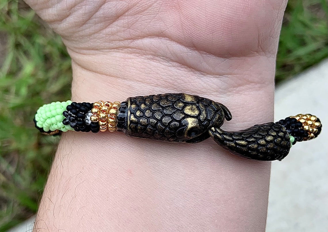 Snake Bracelet Beaded Snake Bracelet Snake Jewelry Edgy Etsy