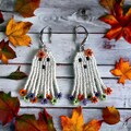 Halloween Ghost Earrings: Beaded Czech Glass Flower Jewelry