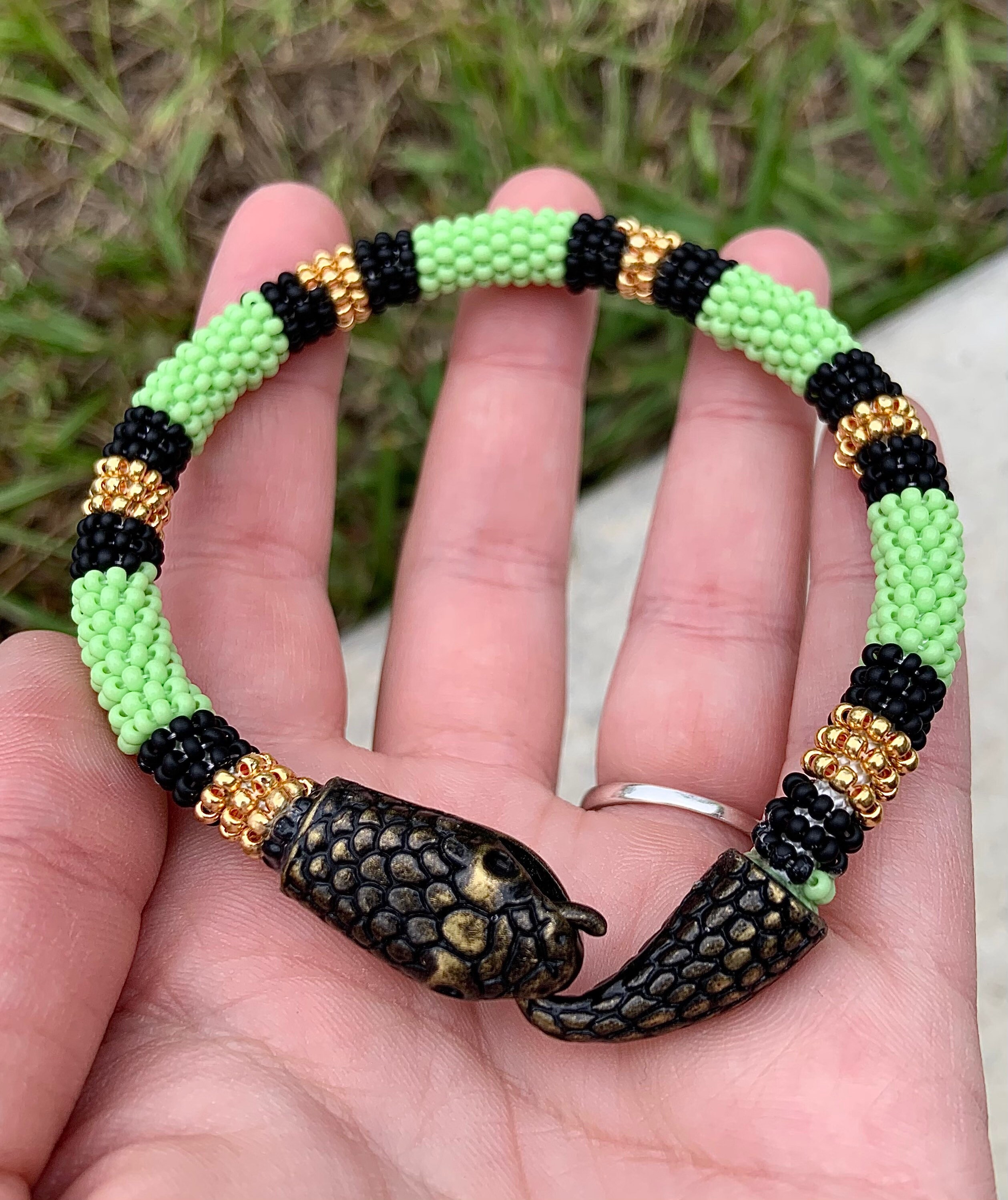 Custom Snake Bracelet, Beaded Snake Bracelet, Snake Jewelry, Animal