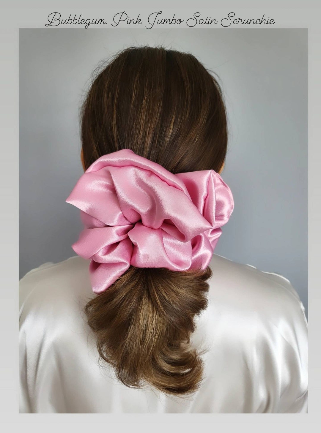 SATIN SCRUNCHIE BUBBLEGUM PINK SATIN SCRUNCHIE BUBBLEGUM PINK