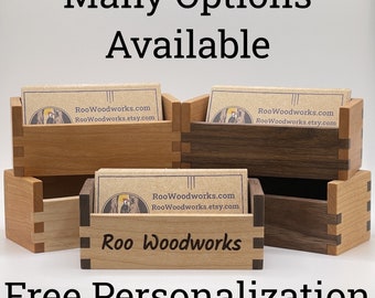 Hardwood Business Card Holder - Personalized Business Card Display - Many Options Available