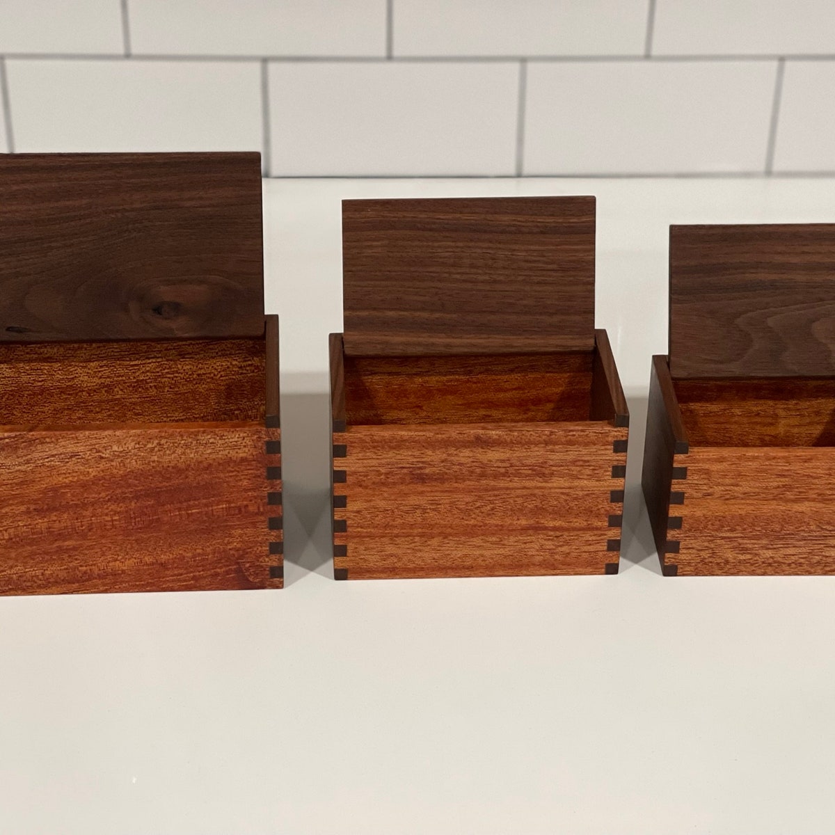 Walnut and Mahogany Hardwood Salt Box (5" x 4" x 2.75") - Etsy