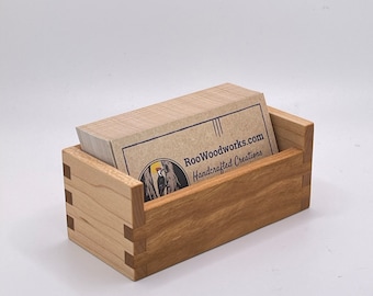 Hardwood Business Card Holder - Personalized Business Card Display - Maple and Cherry