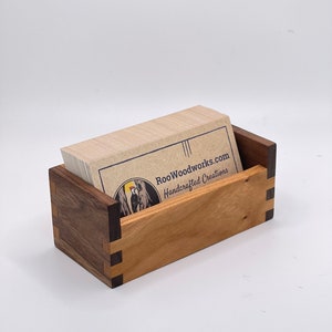 Hardwood Business Card Holder - Personalized Business Card Display - Walnut and Cherry