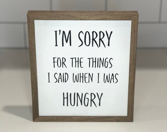 Funny Sign - Wall Decor - Farmhouse Sign - Hangry - Kitchen Wall Art - Wooden Sign - Wood Frame - Kitchen Sign