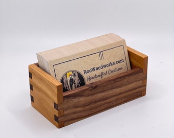 Hardwood Business Card Holder - Personalized Business Card Display - Cherry and Walnut