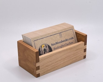 Hardwood Business Card Holder - Personalized Business Card Display - Cherry and Maple