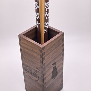 Wood Chopstick Holder - Walnut Hardwood - Personalized