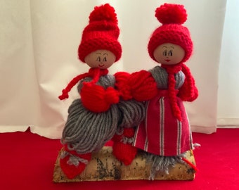 Swedish Tomte Pair Made Of Yarn