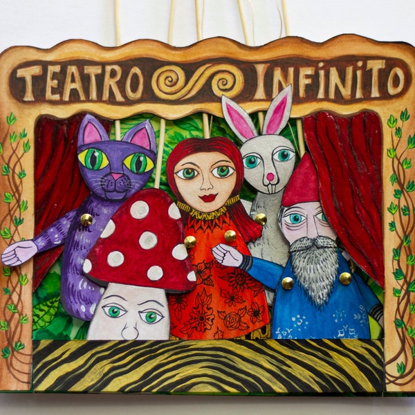Théâtre de marionnettes en papier avec 5 personnages