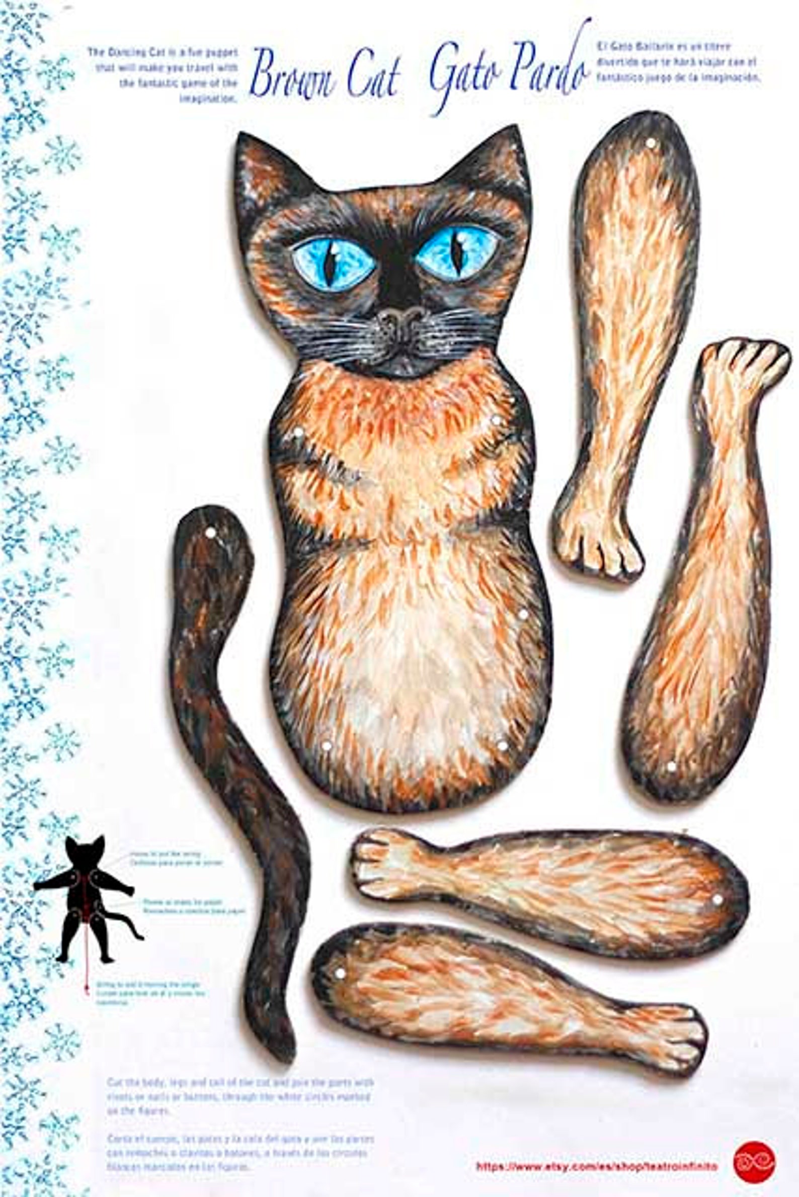 Brown Cat Printable paper doll Etsy France