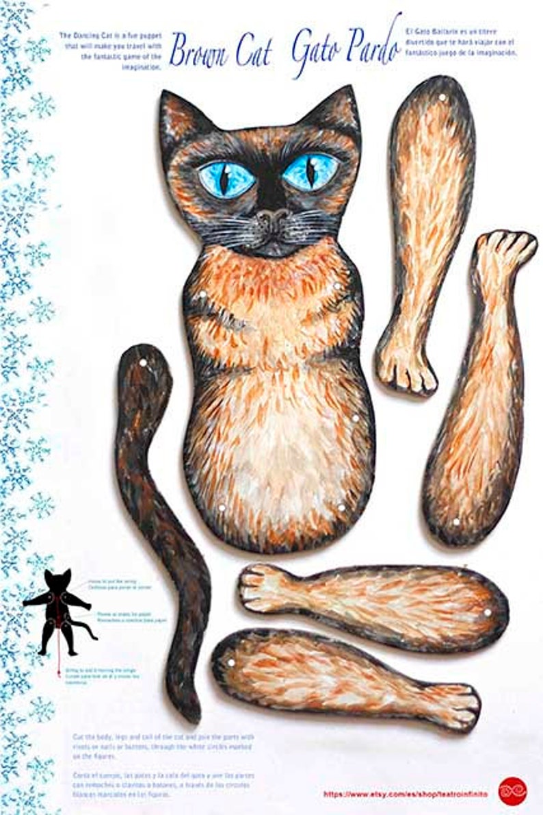 Brown Cat Printable Paper Doll - Etsy