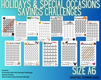 A6 Holiday Savings Challenge Trackers | Mini Savings Printable (PDF)