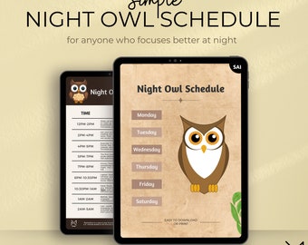 Night Owl Schedule: Editable Student Planner (Digital Download)