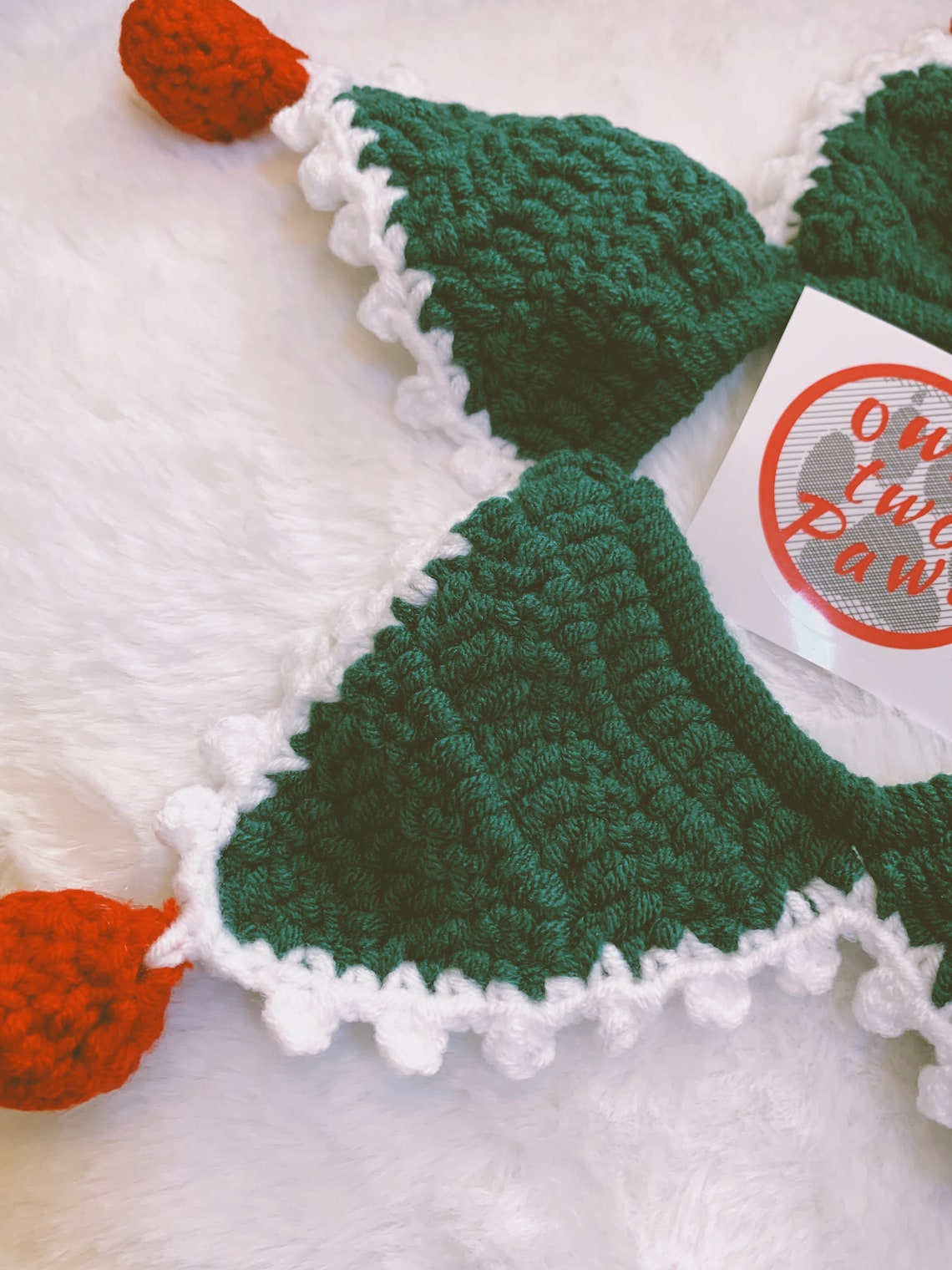 Green Christmas collars for cat or small animal knitted yarn Etsy