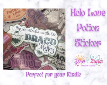 Holo Love Potion Sticker | Wizarding Fan Art Holographic Decal | Waterproof Bookish Sticker | Fantasy Reader Gift