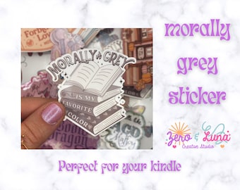 Morally Grey Is My Favorite Color Sticker | Stacked Books Vinyl Decal | Waterproof Bookish Sticker | Reader Gift