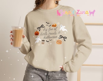 Big Fan of Little Treats & Halloween Crewneck Sweatshirt | Cozy Fall Sweatshirt | Cute Autumn Pullover