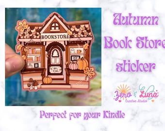 Autumn Bookstore Sticker | Cozy Fall Book Shop Vinyl Decal | Bookish Waterproof Sticker | Cute Reader Gift