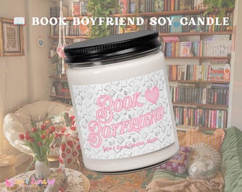 Book Boyfriend Soy Candle | White Sage & Lavender | Cozy Reading Candle | BookTok Gift | 9 oz