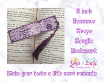 Romance Trope Acrylic Bookmark | Book Club Lifetime Membership Ticket Bookmark | Tassel Bookmark | Bookish Gift