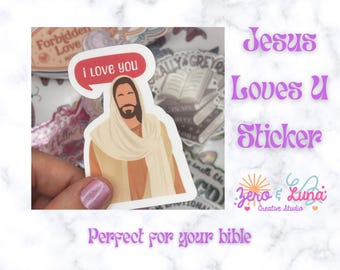 Jesus Loves U Sticker | Faith-Based Matte Vinyl Decal | Christian Bible Sticker | Encouraging Faith Gift