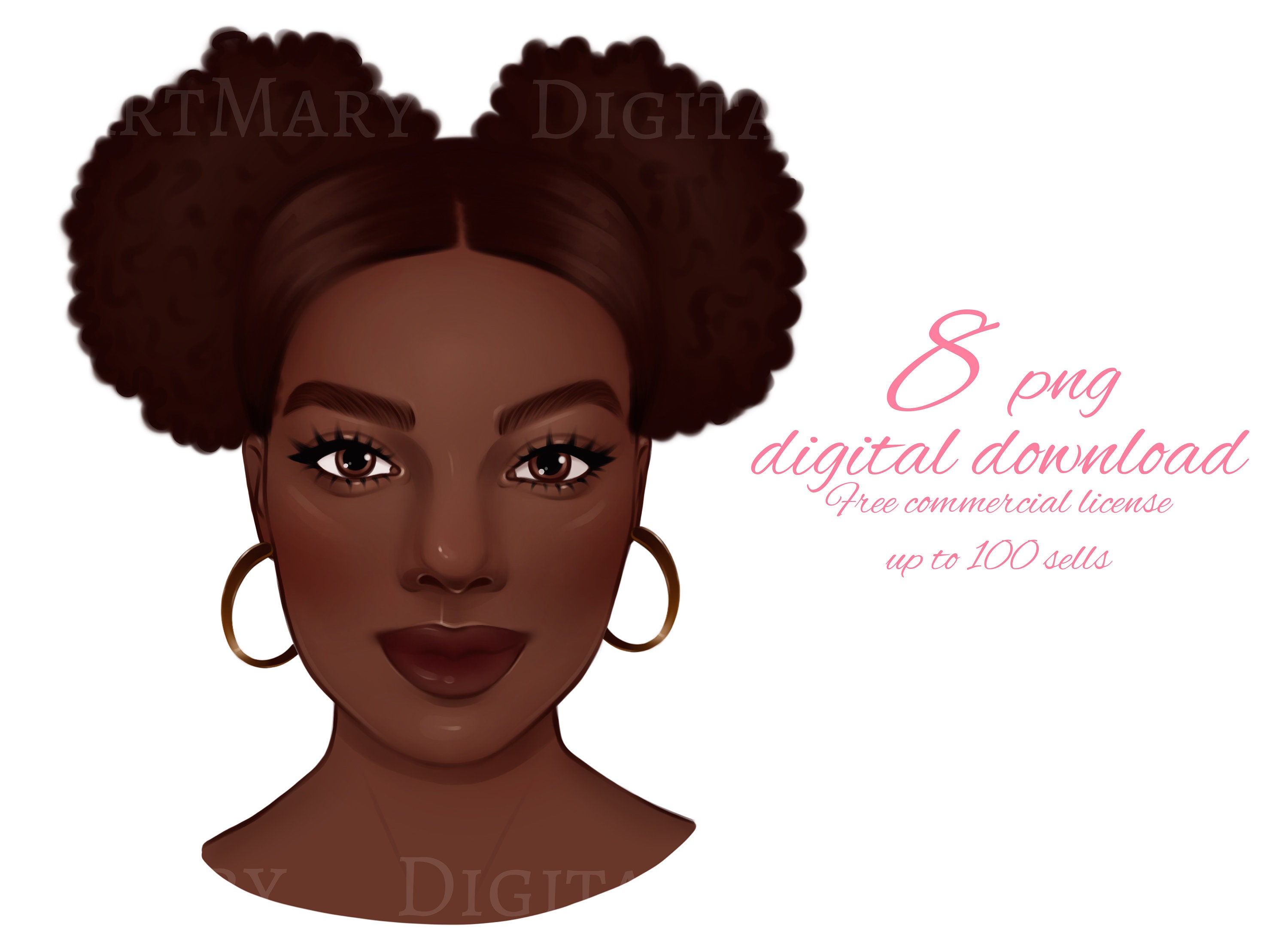 African American Clipart Fashion Girl Clipart Hairstyles Etsy