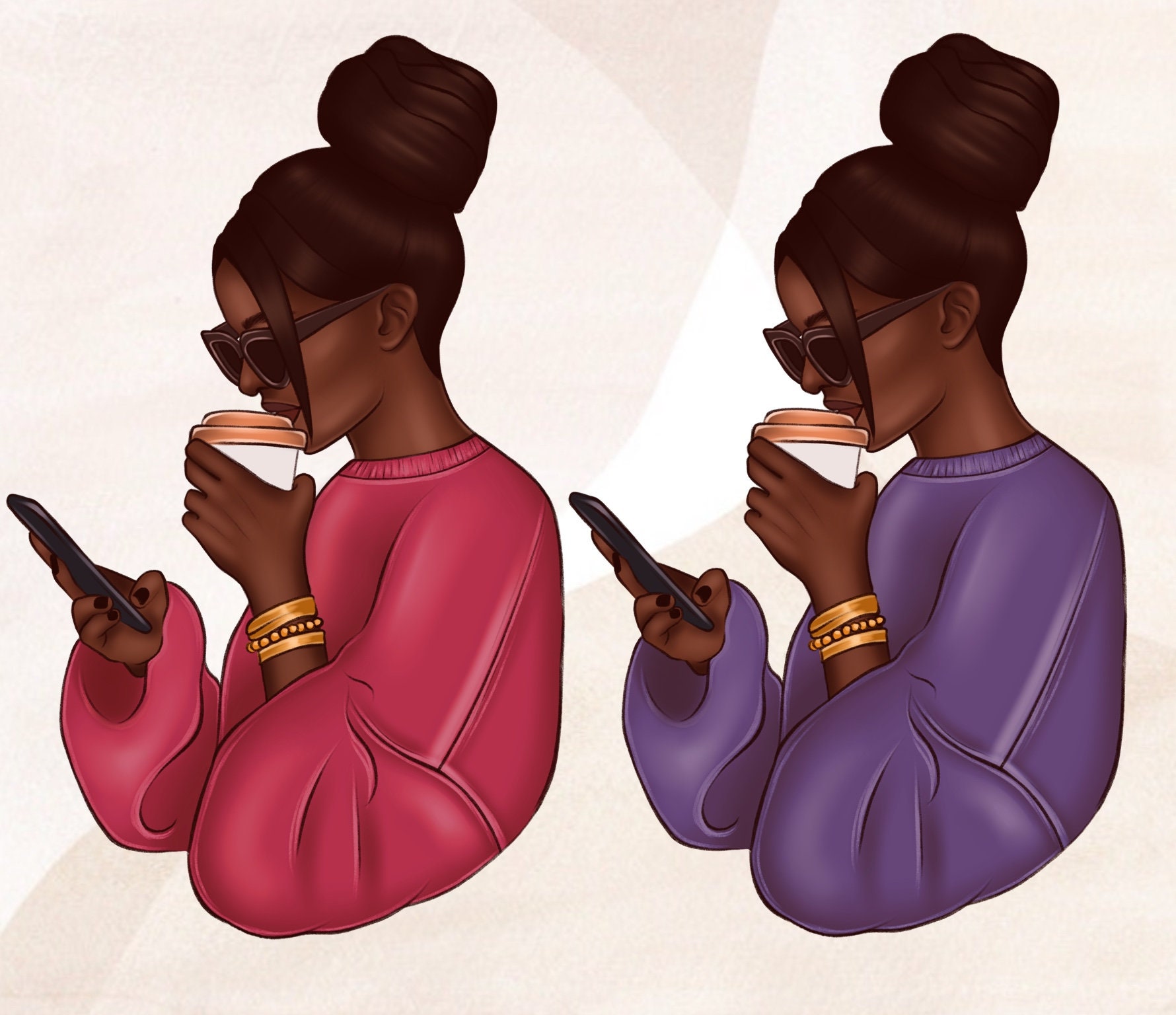 African American Clipart Fashion girl clipart Digital | Etsy