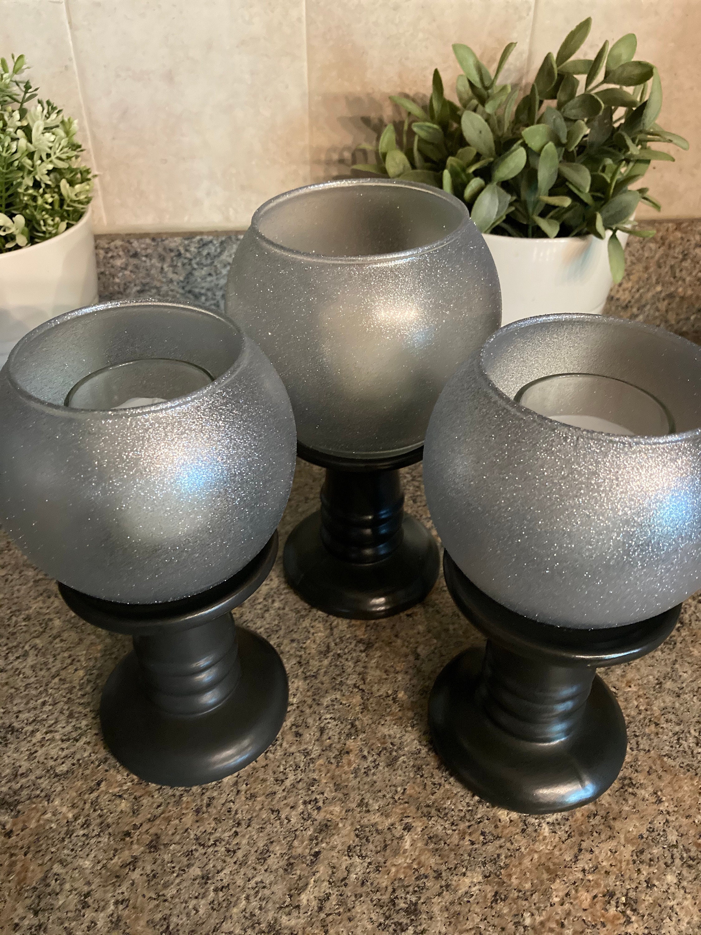 Set of Three Glass Candle Vessel / Luxury Candle Holder / Etsy