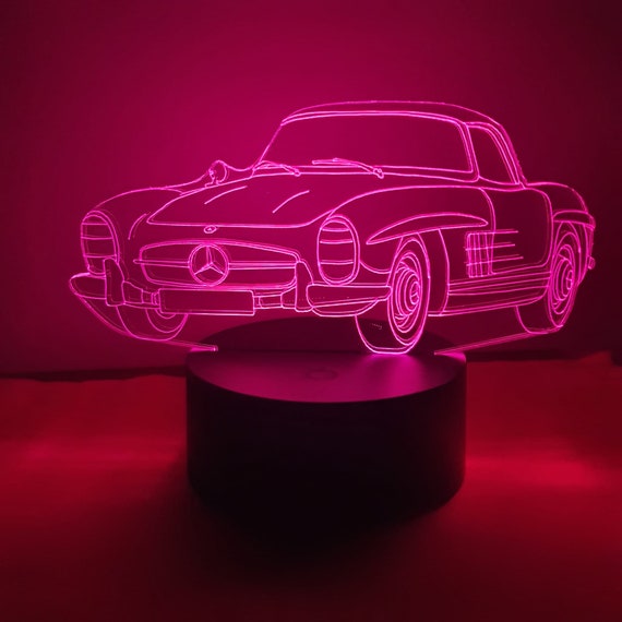 Mercedes 30 SL Roadster Lampe 3D LED Lumière 16 Couleurs Pilote