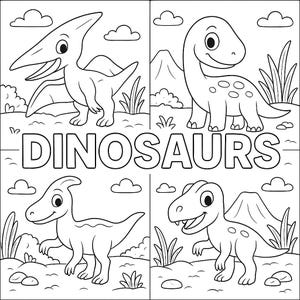 Dinosaur Coloring Pages for Toddlers | 30 Cute Dino Printable Sheets | Kids Activity Book | Instant Download