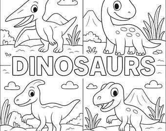 Dinosaurier Malvorlagen für Kleinkinder | 30 Dino Bastelbogen (Instant Download)