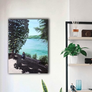 Original acrylic painting, hand-painted on canvas 70 x 50 cm Fantasy Art - At The Sea