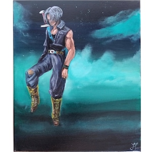 Dragon Ball Acrylbild Trunks 20x30 cm auf Leinwand handgemalt und original