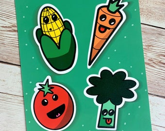 The Veggie Gang | Veggie Sticker | Sticker Sheet | Vinyl Sticker | Cute Stickers | Water Bottle Sticker | Laptop Sticker | Vinyl Decal