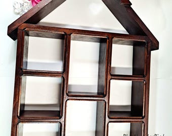 Vintage Wall Shelf Figurine Display Figurines Shelf Kitchen Dinning Decor  Shelf Wooden Shadow Box Shelf Small Collectibles Display