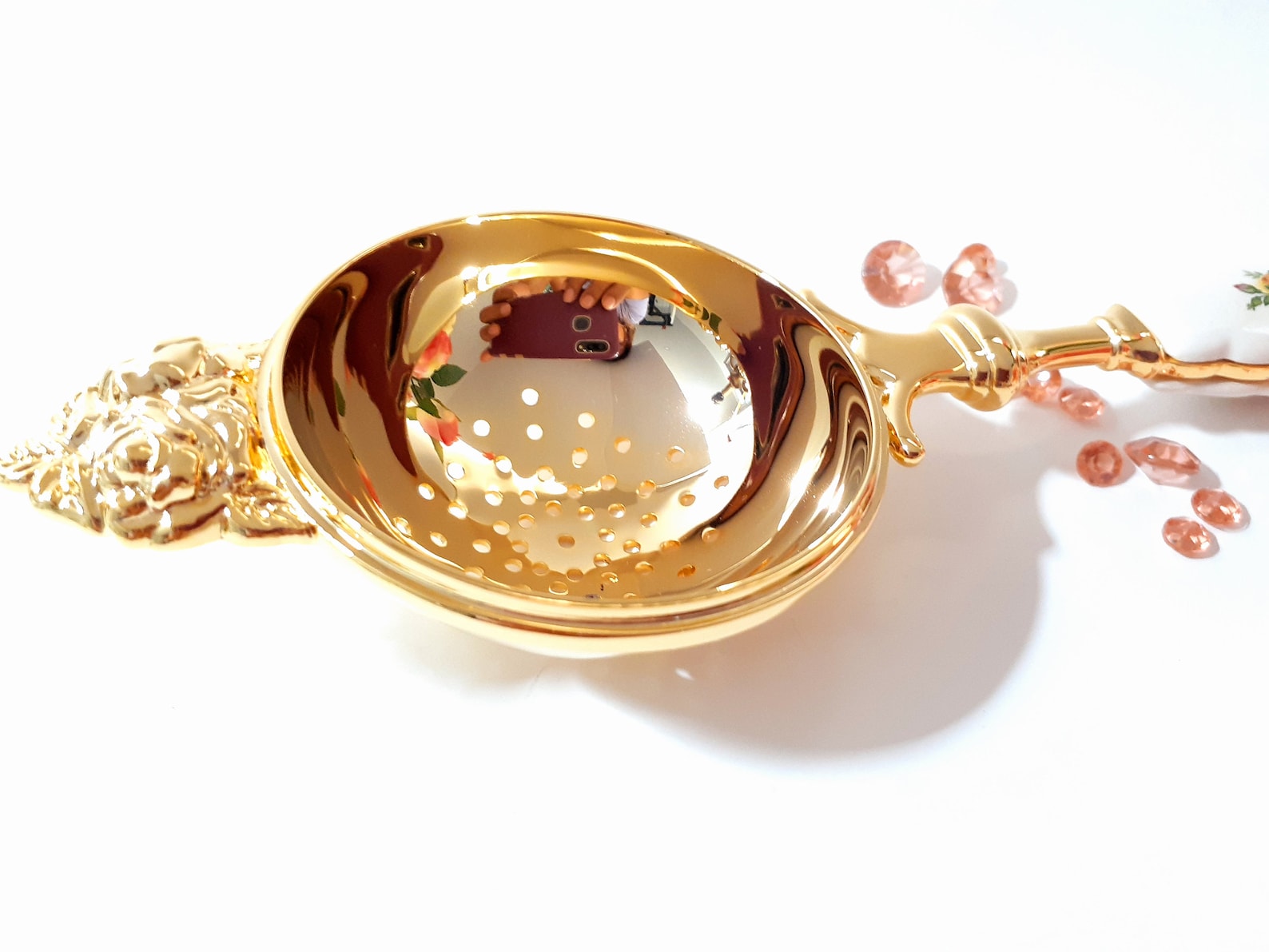 NIB Royal Albert Old Country Roses Gold Tea Strainer Etsy