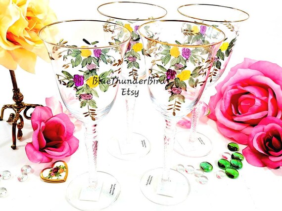 NEW in Box!royal Albert Old Country Roses Goblets Hand Painted 