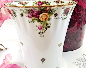 RARE! Royal Albert Old Country  Roses Waste Basket Garbage Can Collectable Decor  Collectable Old Country Roses Bedroom  Decor New in Box